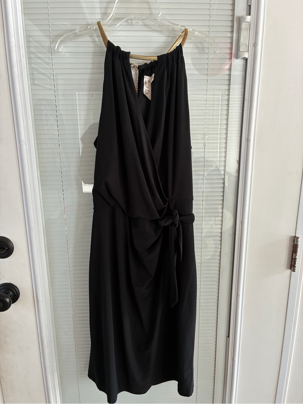 Emma & Michele Black Mini Dress with Side Tie
